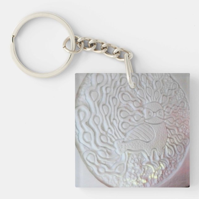 Peacock Snow Sculpture, Hotel de Glace, Quebec Key Ring (Front)