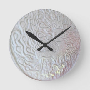 Peacock Snow Sculpture, Hotel de Glace, Quebec Round Clock