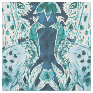 PEACOCK SPLENDOR Indigo Print Fabric