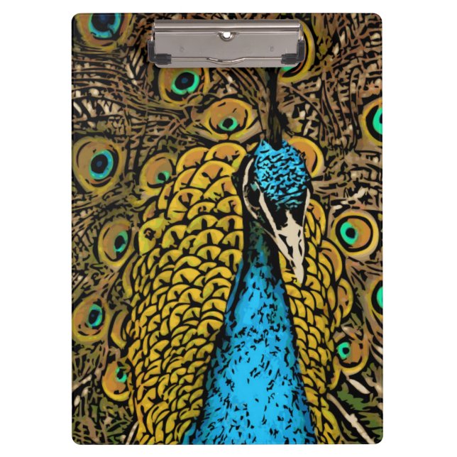 Peacock Splendour Illustration Clipboard (Front)