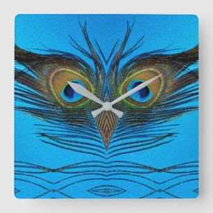 Peacock Square Wall Clock