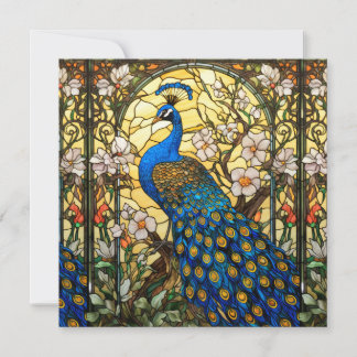 Peacock Stained Glass Window Design Invitation