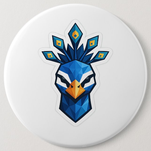 Peacock Sticker 6 Cm Round Badge (Front)