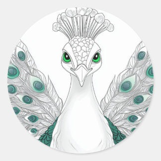 Peacock sticker. A noble and beautiful bird  Classic Round Sticker