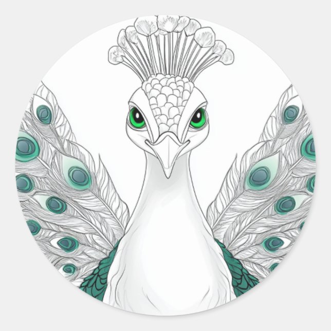 Peacock sticker. A noble and beautiful bird  Classic Round Sticker (Front)