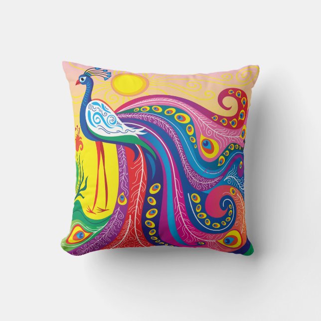 Peacock Sunrise Cushion (Front)