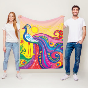 Peacock Sunrise Fleece Blanket