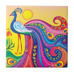 Peacock Sunrise Tile