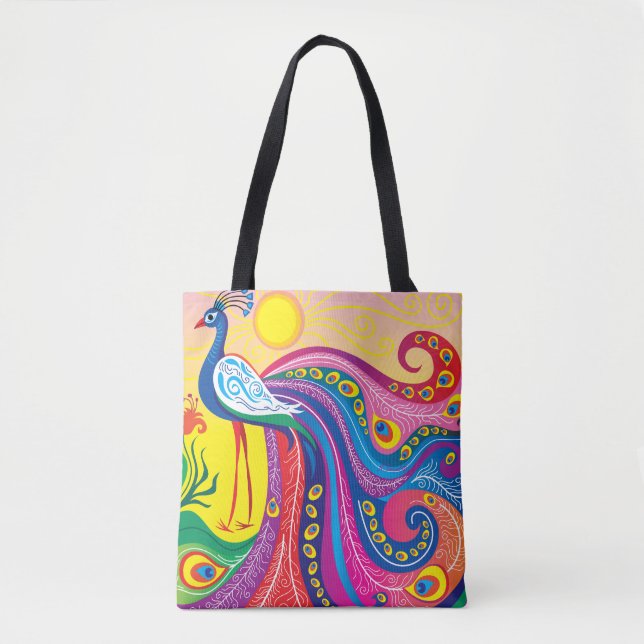 Peacock Sunrise Tote Bag (Front)