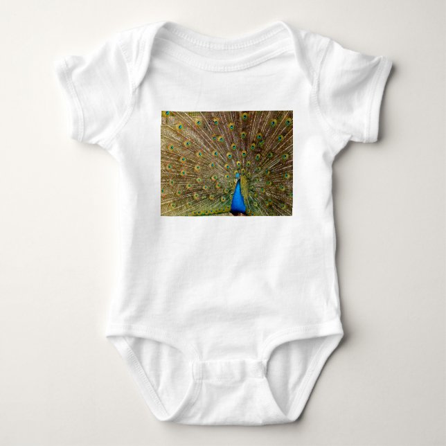 Peacock Tail Feathers Baby Bodysuit (Front)