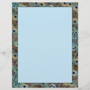 Peacock Tail Feathers Design 8.5 x 11 Stationary