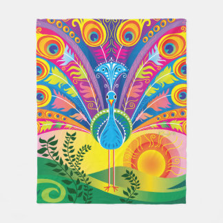 Peacock Tail Fleece Blanket