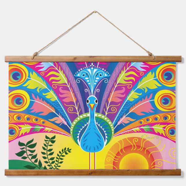 Peacock Tail Hanging Tapestry (Front)