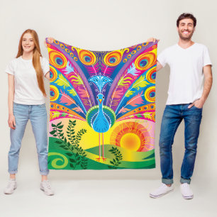 Peacock Tail Radiance Fleece Blanket