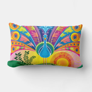 Peacock Tail Radiance Lumbar Cushion