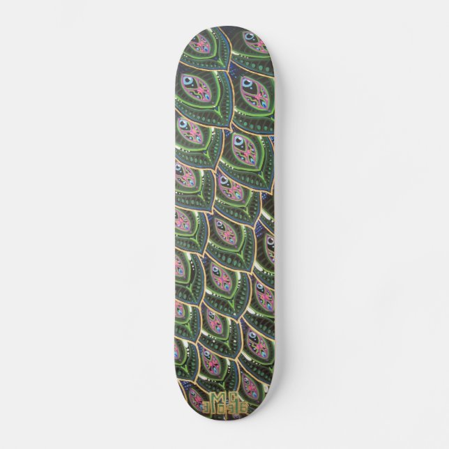 Peacock Tail Skateboard (Front)
