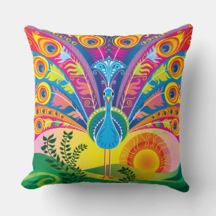 Peacock Tail Throw Pillow