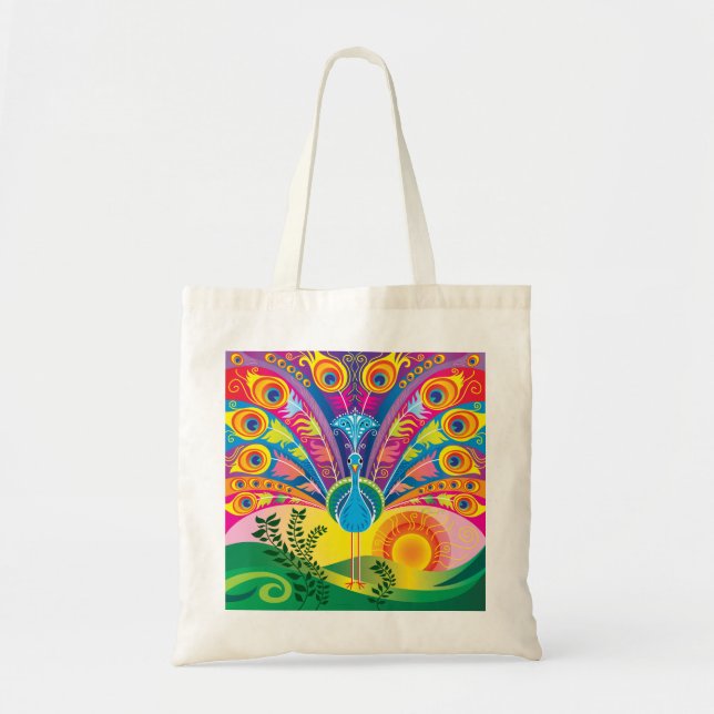 Peacock Tail Tote Bag (Front)
