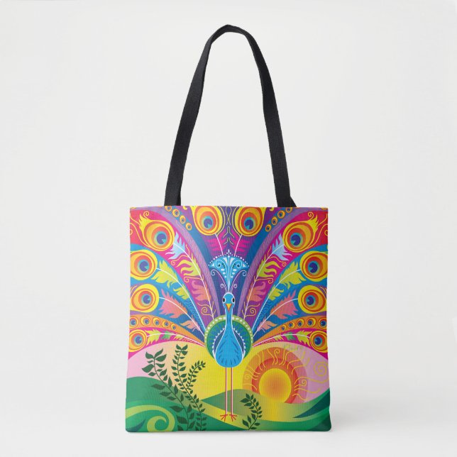 Peacock Tail Tote Bag (Front)