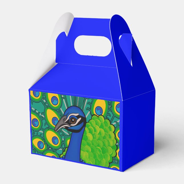 Peacock themed party favour box (Front Side)