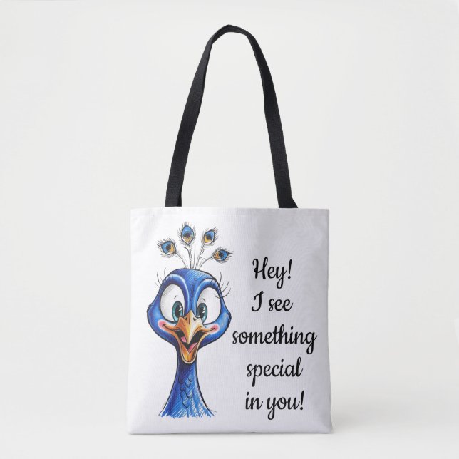 Peacock to Improve Humour Tote Bag (Front)