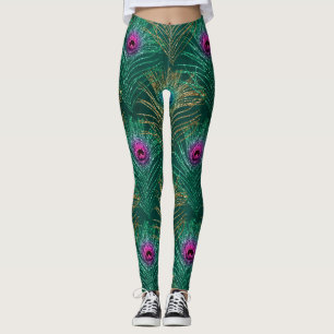 Peacock tropical bird leggings