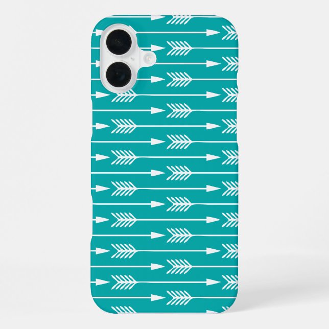Peacock Turquoise Arrows Pattern iPhone Case (Back)