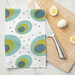 Peacock Turquoise Green Blue Oval Pattern Mid Mod Tea Towel<br><div class="desc">This fabulous mid century modern kitchen towel features 3 oval shapes,  in the colours of turquoise,  avocado green,  and blue,  along with dots,  diamonds,  and doughnut shapes. This will make a charming addition to any kitchen!</div>