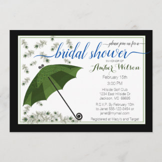 Peacock Umbrella Bridal Shower Invitation