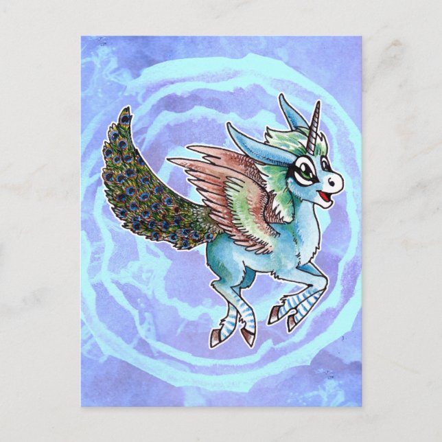 Peacock Unicorn Postcard (Front)