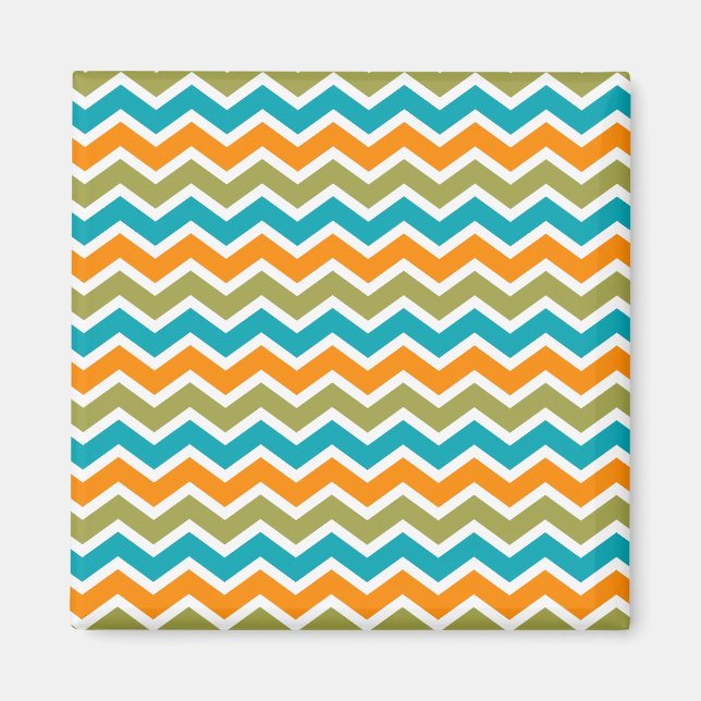 Peacock Vibrant Tribal Zigzag Magnet (Front)