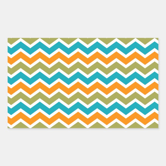 Peacock Vibrant Tribal Zigzag Rectangular Sticker (Front)