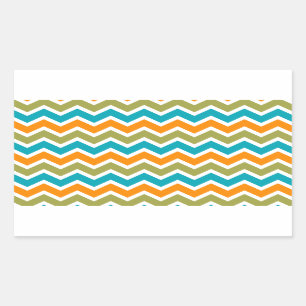 Peacock Vibrant Tribal Zigzag Rectangular Sticker