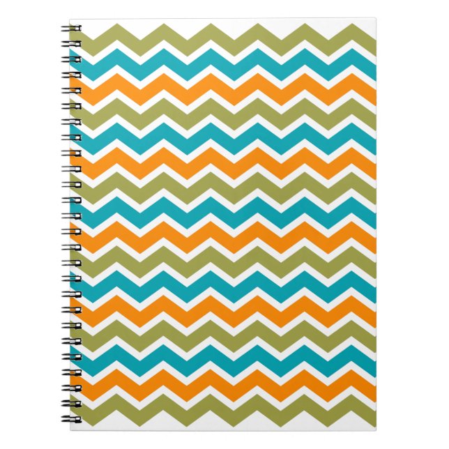 Peacock Vibrant Tribal Zigzag Spiral Notebook (Front)