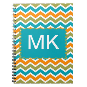 Peacock Vibrant Tribal Zigzag Spiral Notebook