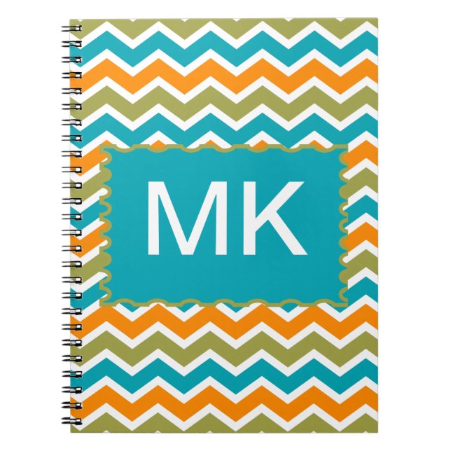 Peacock Vibrant Tribal Zigzag Spiral Notebook (Front)