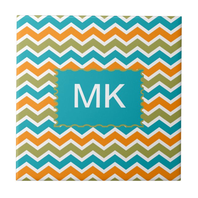 Peacock Vibrant Tribal Zigzag Tile (Front)