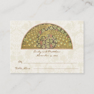 Peacock Vineyard Damask Table Place Cards
