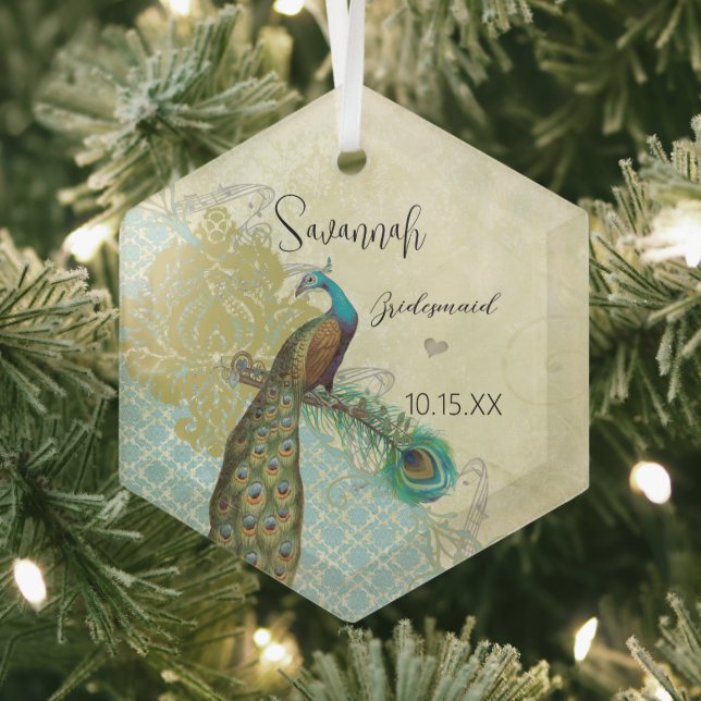 Peacock Vintage Bird Bridesmaid Ornaments (Insitu)