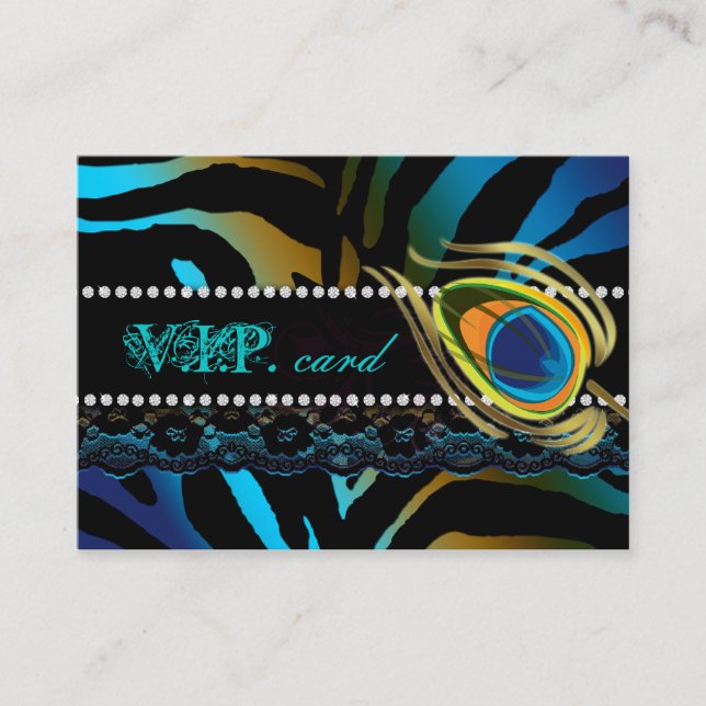 Peacock VIP Card Lace Zebra Blue Gold (Front)