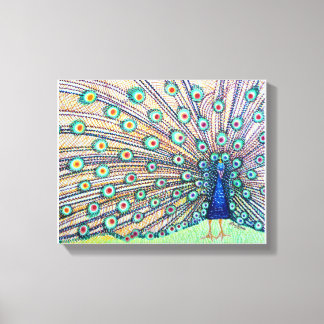 Peacock Watercolor Canvas Print