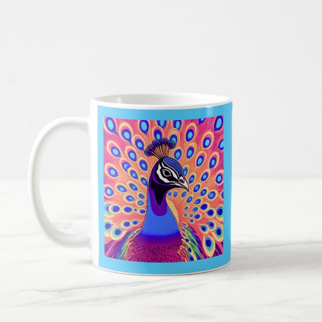 Peacock Watercolor Coffee Mug (Left)