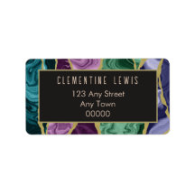 Peacock Watercolour Agate Address Label