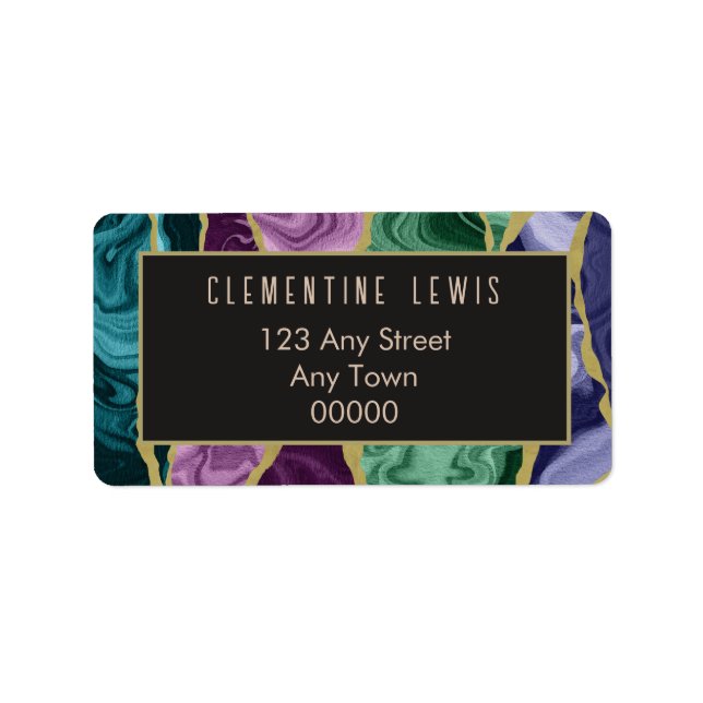 Peacock Watercolour Agate Address Label (Front)
