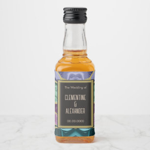 Peacock Watercolour Agate Mini Liquor Bottle Label