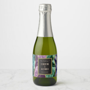 Peacock Watercolour Agate Mini Sparkling Wine Label