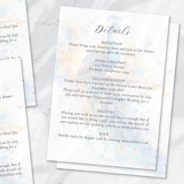 Peacock Wedding Details Enclosure Card (Creator Uploaded)