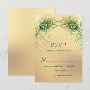 Peacock Wedding Elegant Floral RSVP Card