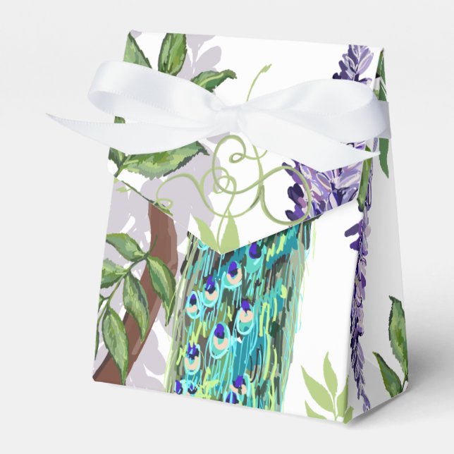 Peacock Wedding Favour Box (Front Side)