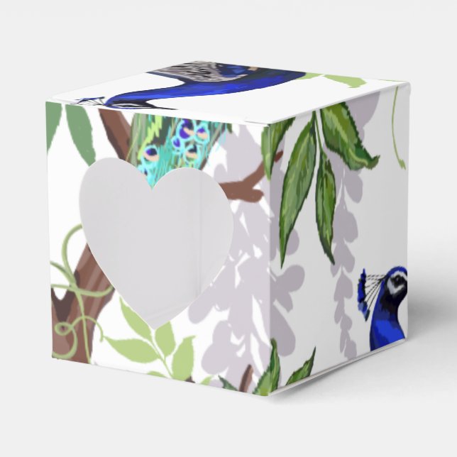 Peacock Wedding Favour Box (Front Side)